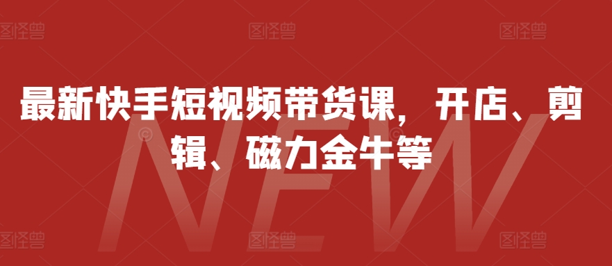 最新快手短视频带货课，开店、剪辑、磁力金牛等-爱省资源网