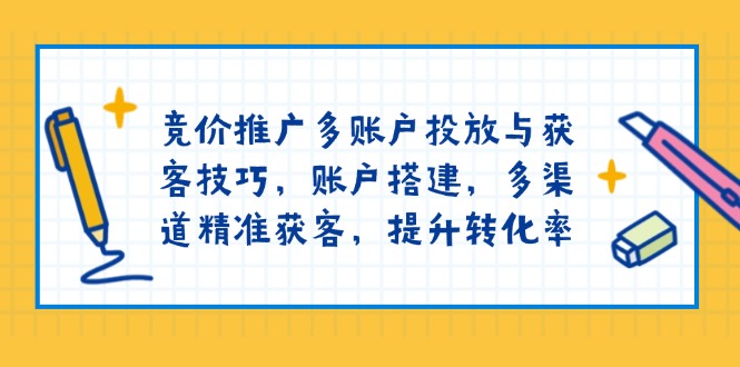 竞价推广多账户投放与获客技巧，账户搭建，多渠道精准获客，提升转化率-爱省资源网