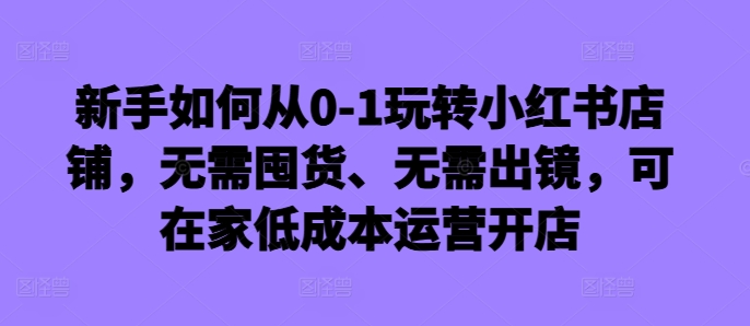 新手如何从0-1玩转小红书店铺，无需囤货、无需出镜，可在家低成本运营开店-爱省资源网