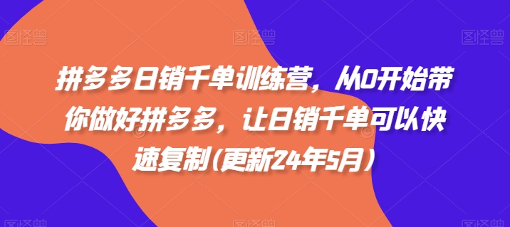 拼多多日销千单训练营，从0开始带你做好拼多多，让日销千单可以快速复制(更新24年10月)-爱省资源网