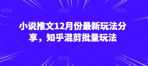 小说推文12月份最新玩法分享，知乎混剪批量玩法-爱省资源网