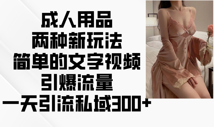 成人用品两种新玩法，简单的文字视频引爆流量，一天引流私域300+-爱省资源网