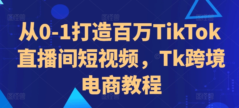 从0-1打造百万TikTok直播间短视频，Tk跨境电商教程-爱省资源网
