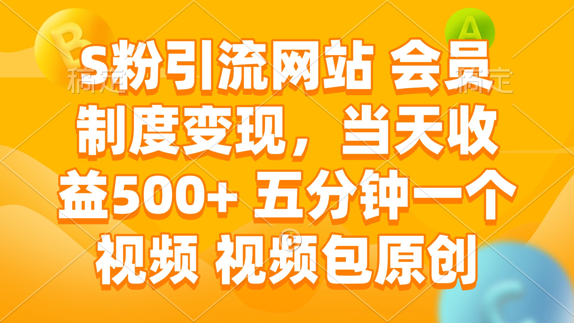 S粉引流网站 会员制度变现，当天收益500+ 五分钟一个视频 视频包原创-爱省资源网