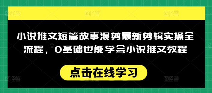 小说推文短篇故事混剪最新剪辑实操全流程，0基础也能学会小说推文教程，肯干多发日入多张-爱省资源网