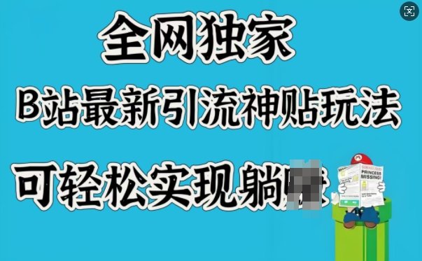 全网独家，B站最新引流神贴玩法，可轻松实现躺Z-爱省资源网