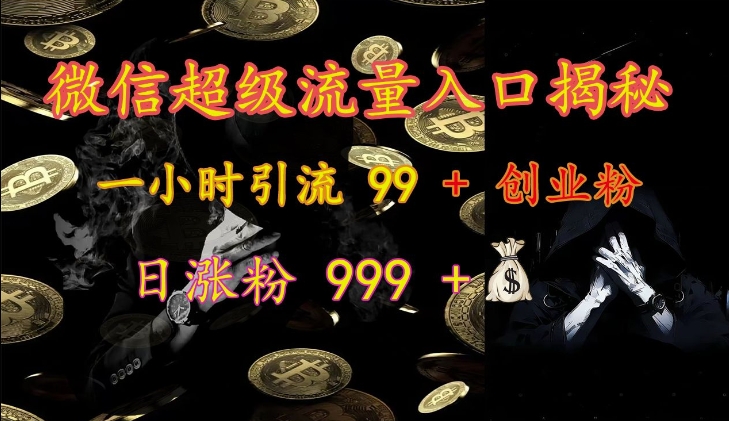 微信超级流量入口揭秘：一小时引流 99 + 创业粉，日涨粉 999 +-爱省资源网