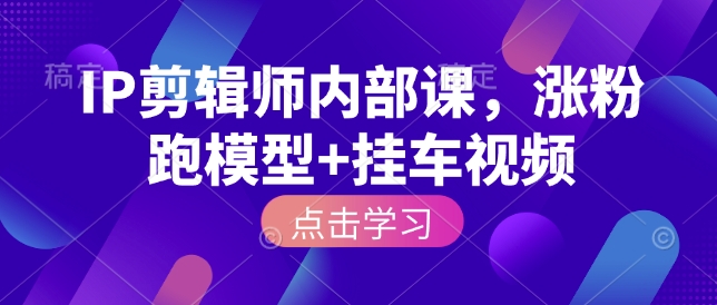 IP剪辑师内部课，涨粉跑模型+挂车视频-爱省资源网