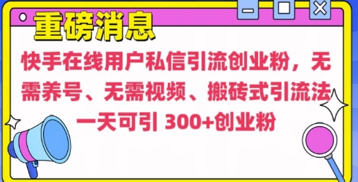 快手最新引流创业粉方法，无需养号、无需视频、搬砖式引流法【揭秘】-爱省资源网