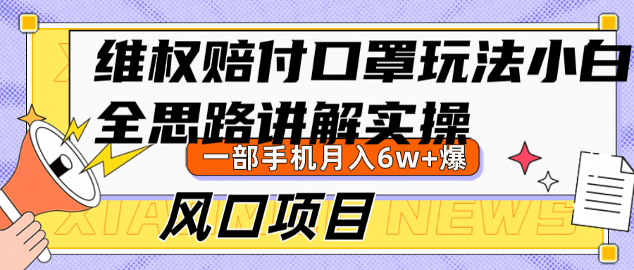 维权赔付口罩玩法，小白也能月入6w+，风口项目实操-爱省资源网