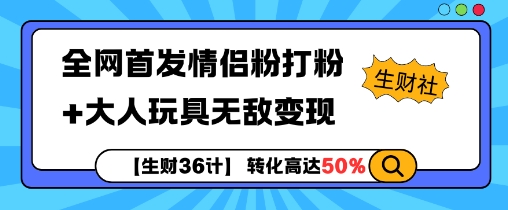 【生财36计】全网首发情侣粉打粉+大人玩具无敌变现-爱省资源网
