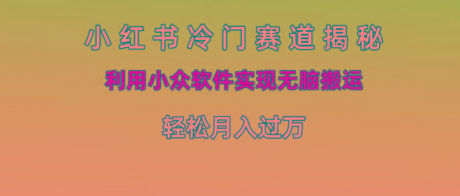 小红书冷门赛道揭秘,利用小众软件实现无脑搬运，轻松月入过万-爱省资源网