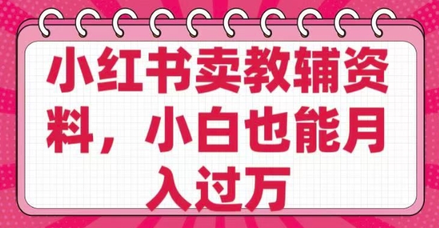 小红书卖教辅资料，0 成本，纯利润，售后成本极低，小白也能月入过W-爱省资源网