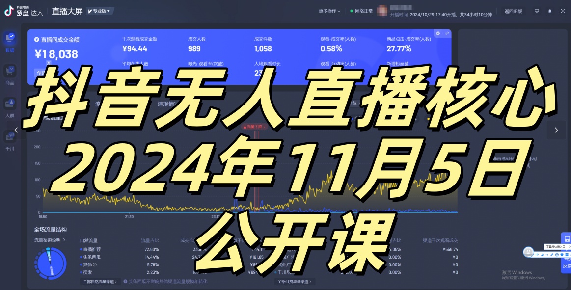 抖音无人直播核心公开课，咸鱼翻身小白可做带有睡后收入月入过万太简单【揭秘】-爱省资源网