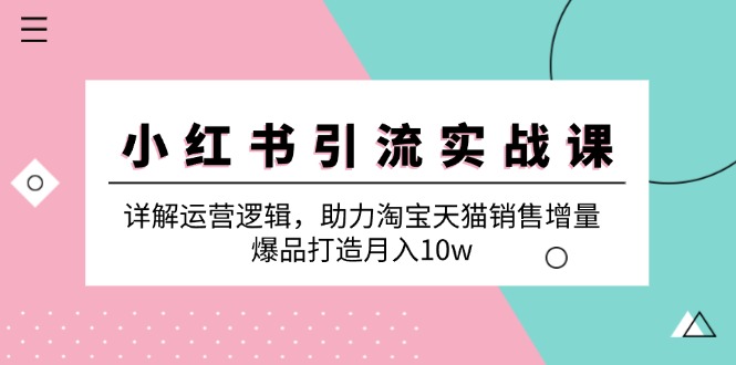 小红书引流实战课：详解运营逻辑，助力淘宝天猫销售增量，爆品打造月入10w-爱省资源网