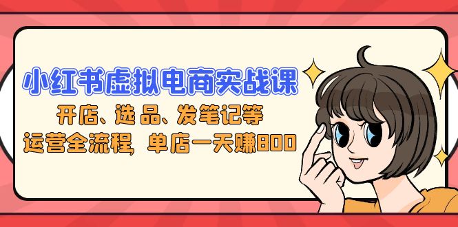 小红书虚拟电商实战课：开店、选品、发笔记等运营全流程，单店一天赚800-爱省资源网