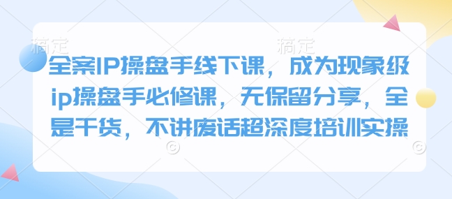 全案IP操盘手线下课，成为现象级ip操盘手必修课，无保留分享，全是干货，不讲废话超深度培训实操-爱省资源网