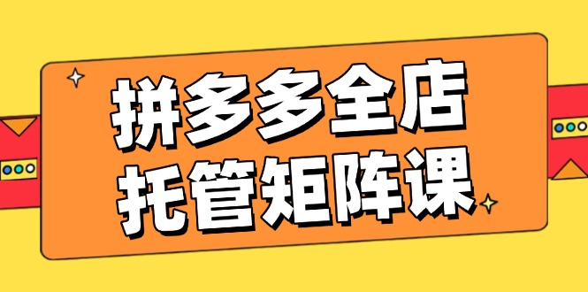 拼多多全店托管矩阵课，盈利动销玩法，高效计划设置，提升店铺效益-爱省资源网