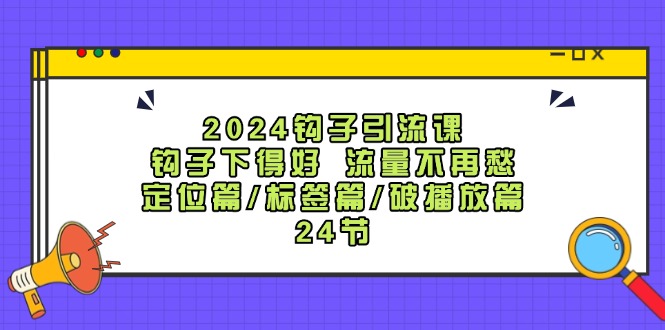 2024钩子引流课：钩子下得好流量不再愁，定位篇/标签篇/破播放篇/24节-爱省资源网