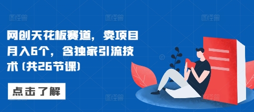 网创天花板赛道，卖项目月入6个，含独家引流技术(共26节课)-爱省资源网