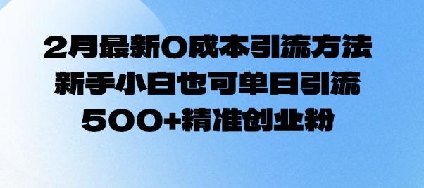 2月最新0成本引流方法，新手小白也可单日引流500+精准创业粉-爱省资源网