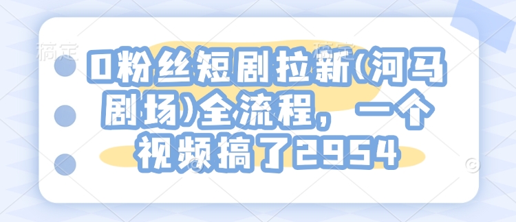 0粉丝短剧拉新(河马剧场)全流程，一个视频搞了2954-爱省资源网