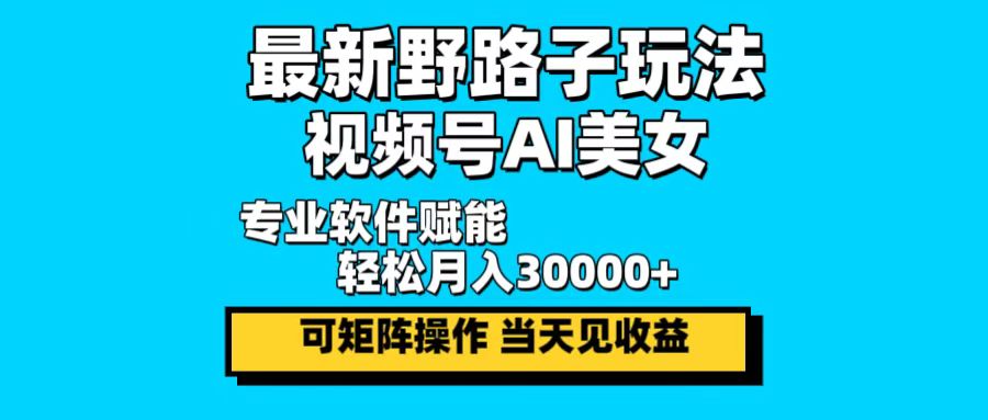 最新野路子玩法，视频号AI美女，当天见收益，轻松月入30000＋-爱省资源网