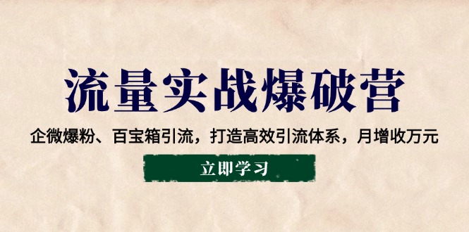 流量实战爆破营：企微爆粉、百宝箱引流，打造高效引流体系，月增收万元-爱省资源网