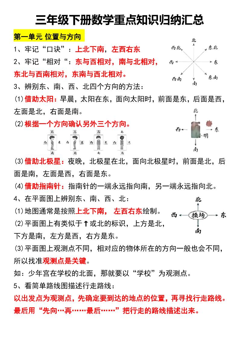 三下数学重点知识归纳汇总-爱省资源网