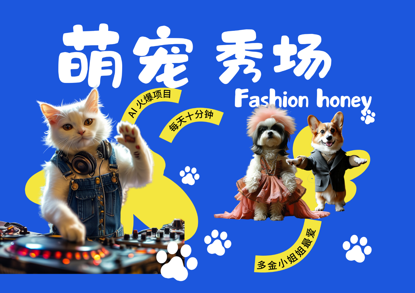 酷飒动物跳舞走秀 时尚喵FASHION汪 多金小姐姐最爱的 轻松月入破W-爱省资源网