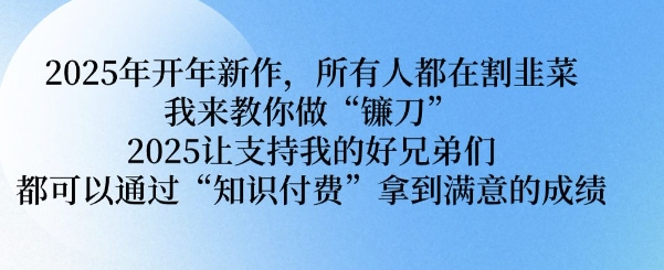 2025年开年新作，所有人都在割韭菜，我来教你做“镰刀” 2025让支持我的好兄弟们都可以通过“知识付费”拿到满意的成绩【揭秘】-爱省资源网