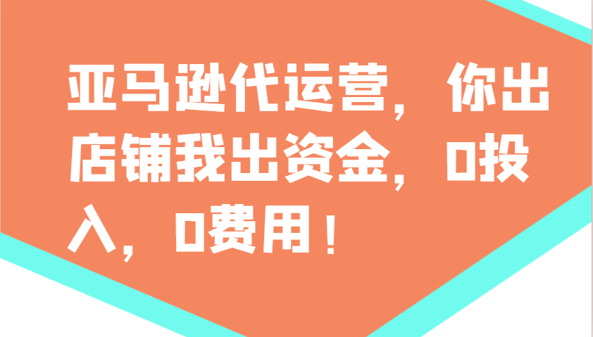 亚马逊代运营，你出店铺我出资金，0投入，0费用，无责任每天300分红，赢亏我承担-爱省资源网