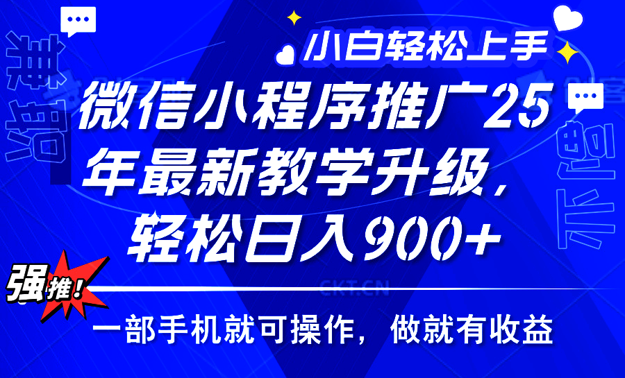 2025年微信小程序推广，最新教学升级，轻松日入900+，小白宝妈轻松上手…-爱省资源网