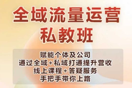 全域流量运营操盘课，赋能个体及公司通过全域+私域打通提升营收-爱省资源网