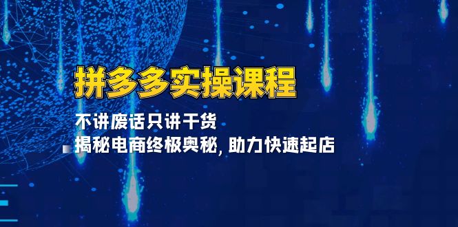 拼多多实操课程：不讲废话只讲干货, 揭秘电商终极奥秘,助力快速起店-爱省资源网