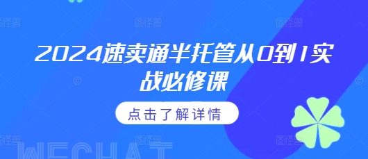 2024速卖通半托管从0到1实战必修课，掌握通投广告打法、熟悉速卖通半托管的政策细节-爱省资源网