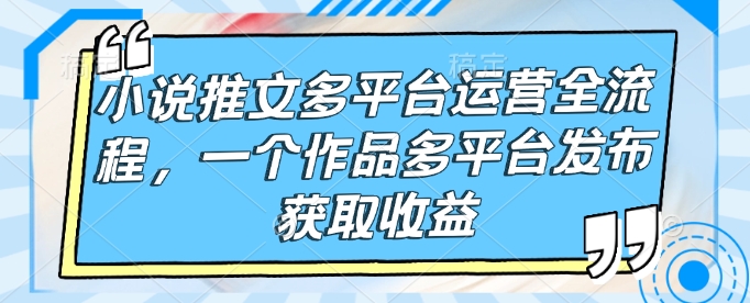 小说推文多平台运营全流程，一个作品多平台发布获取收益-爱省资源网