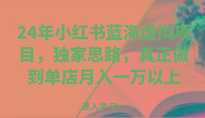 24年小红书蓝海虚拟项目，独家思路，真正做到单店月入一万以上。-爱省资源网