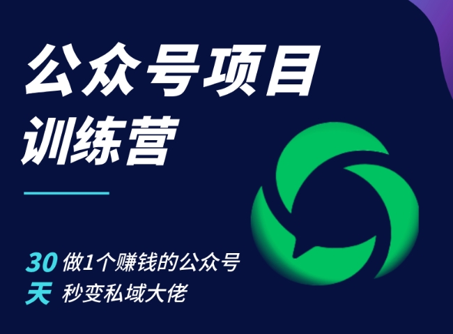 公众号项目训练营，30天做1个赚钱的公众号，秒变私域大佬-爱省资源网