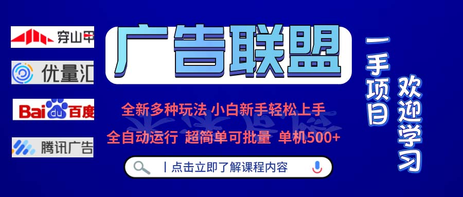广告联盟 全新多种玩法 单机500+  全自动运行  可批量运行-爱省资源网