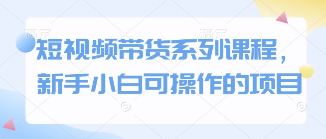 短视频带货系列课程，新手小白可操作的项目-爱省资源网