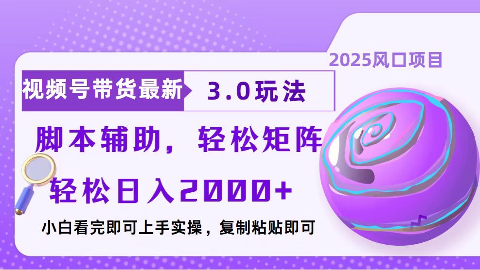 视频号带货最新3.0玩法，作品制作简单，当天起号，复制粘贴，脚本辅助…-爱省资源网